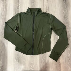 Olive Green Zip Up Athletic Jacket